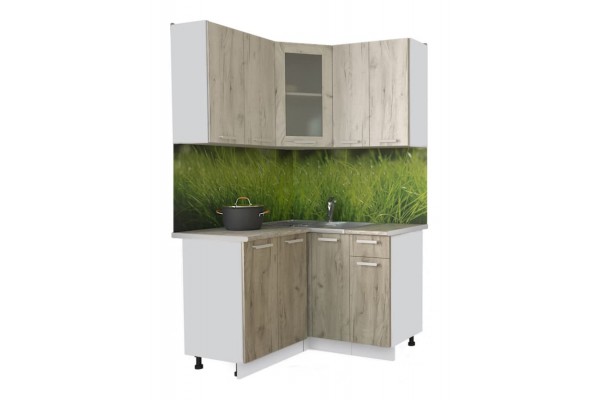 Кухонный гарнитур Мила 1,2х1,2 м (Дуб белый/Дуб серый) фабрика Интерлиния