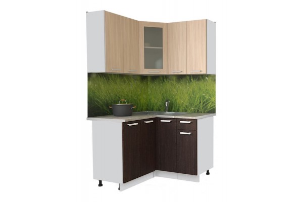 Кухонный гарнитур Мила 1,2х1,2 м (Дуб молочный/Дуб венге) фабрика Интерлиния