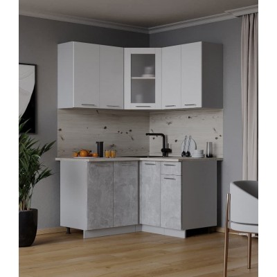 Кухонный гарнитур Мила 1,2х1,2 м (Белый Платинум/Бетон) фабрика Интерлиния Кухонный гарнитур Мила 1,2х1,2 м (Белый Платинум/Бетон) фабрика Интерлиния