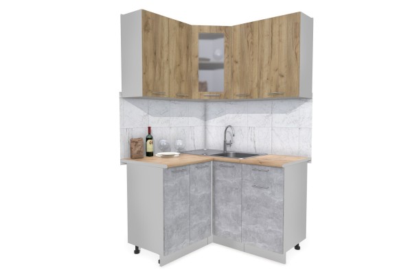 Кухонный гарнитур Мила 1,2х1,3 м (Дуб золотой/Бетон) фабрика Интерлиния