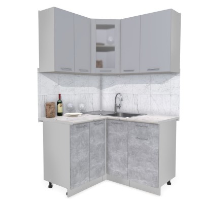 Кухонный гарнитур Мила 1,2х1,3 м (Серебро/Бетон) фабрика Интерлиния Кухонный гарнитур Мила 1,2х1,3 м (Серебро/Бетон) фабрика Интерлиния