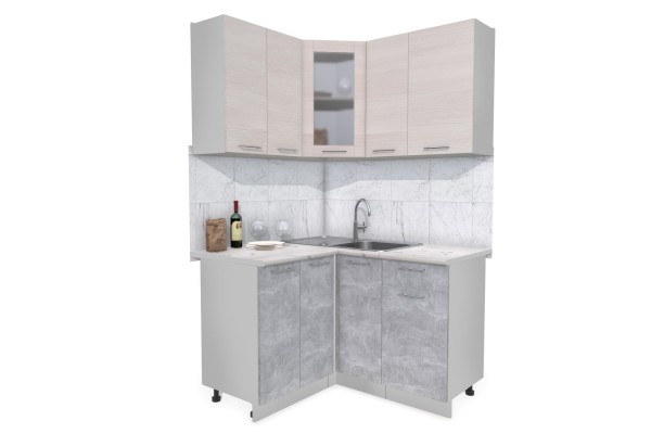 Кухонный гарнитур Мила 1,2х1,3 м (Вудлайн кремовый/Бетон) фабрика Интерлиния