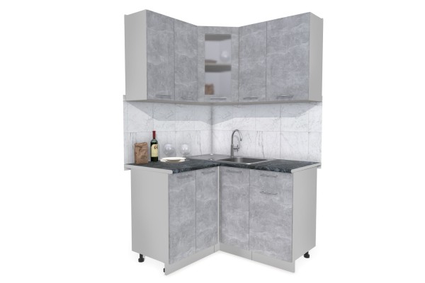 Кухонный гарнитур Мила 1,2х1,3 м (Бетон/Бетон) фабрика Интерлиния