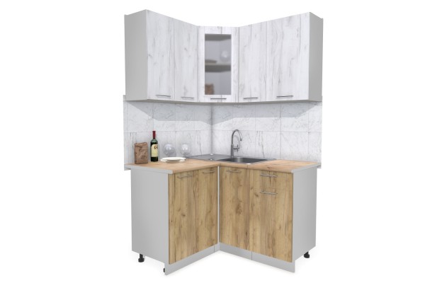 Кухонный гарнитур Мила 1,2х1,3 м (Дуб белый/Дуб золотой) фабрика Интерлиния