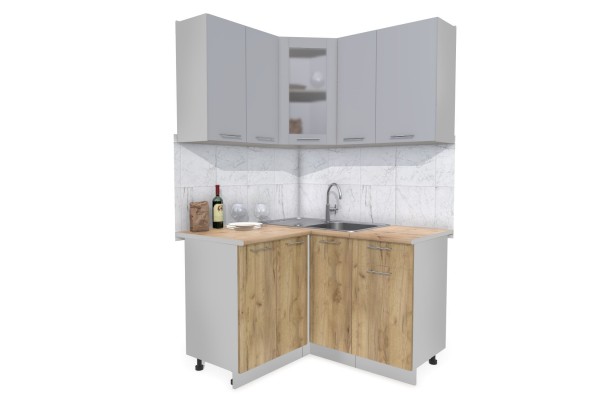 Кухонный гарнитур Мила 1,2х1,3 м (Серебро/Дуб золотой) фабрика Интерлиния