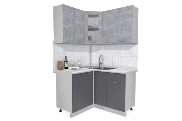 Кухонный гарнитур Мила 1,2х1,3 м (Бетон/Антрацит) фабрика Интерлиния