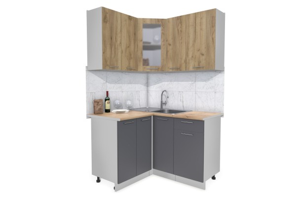 Кухонный гарнитур Мила 1,2х1,3 м (Дуб золотой/Антрацит) фабрика Интерлиния