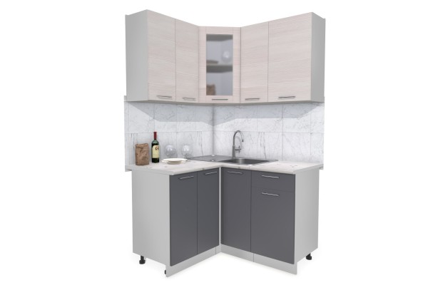 Кухонный гарнитур Мила 1,2х1,3 м (Вудлайн кремовый/Антрацит) фабрика Интерлиния