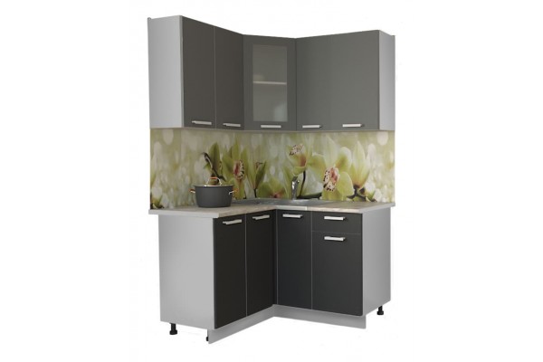 Кухонный гарнитур Мила 1,2х1,3 м (Серебро/Антрацит) фабрика Интерлиния