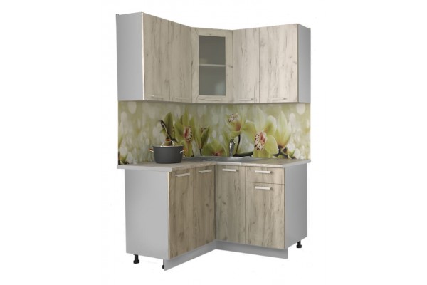 Кухонный гарнитур Мила 1,2х1,3 м (Дуб белый/Дуб серый) фабрика Интерлиния