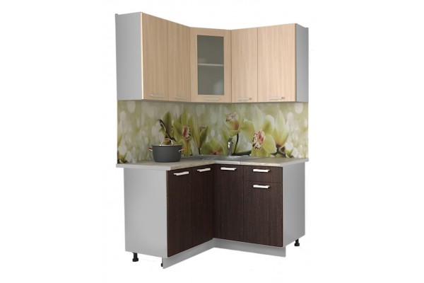 Кухонный гарнитур Мила 1,2х1,3 м (Дуб молочный/Дуб венге) фабрика Интерлиния