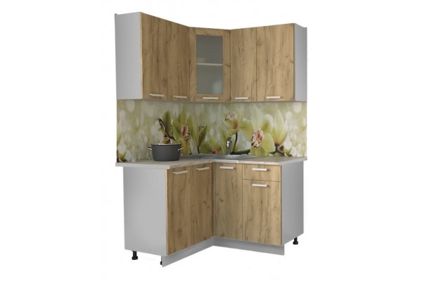 Кухонный гарнитур Мила 1,2х1,3 м (Дуб золотой/Дуб золотой) фабрика Интерлиния