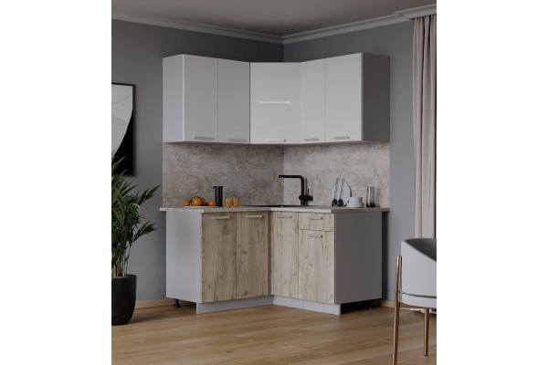 Кухонный гарнитур Мила 1,2х1,3 м (Белый Платинум/Дуб серый) фабрика Интерлиния