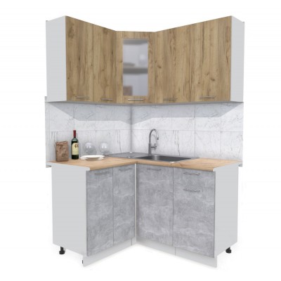 Кухонный гарнитур Мила 1,2х1,4 м (Дуб золотой/Бетон) фабрика Интерлиния Кухонный гарнитур Мила 1,2х1,4 м (Дуб золотой/Бетон) фабрика Интерлиния