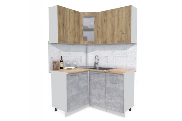 Кухонный гарнитур Мила 1,2х1,4 м (Дуб золотой/Бетон) фабрика Интерлиния