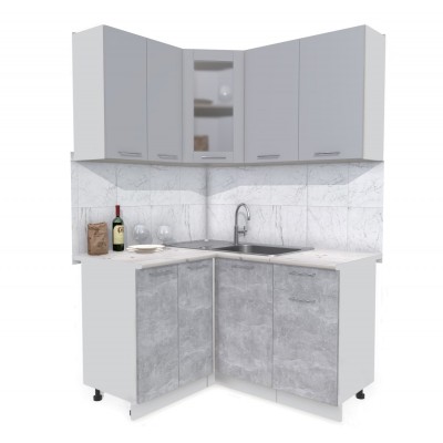 Кухонный гарнитур Мила 1,2х1,4 м (Серебро/Бетон) фабрика Интерлиния Кухонный гарнитур Мила 1,2х1,4 м (Серебро/Бетон) фабрика Интерлиния