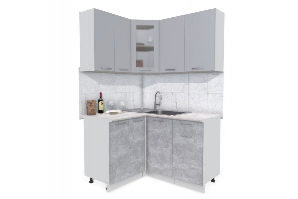 Кухонный гарнитур Мила 1,2х1,4 м (Серебро/Бетон) фабрика Интерлиния