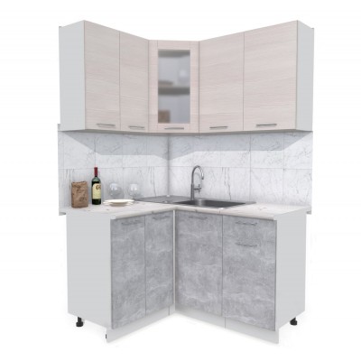 Кухонный гарнитур Мила 1,2х1,4 м (Вудлайн кремовый/Бетон) фабрика Интерлиния Кухонный гарнитур Мила 1,2х1,4 м (Вудлайн кремовый/Бетон) фабрика Интерлиния