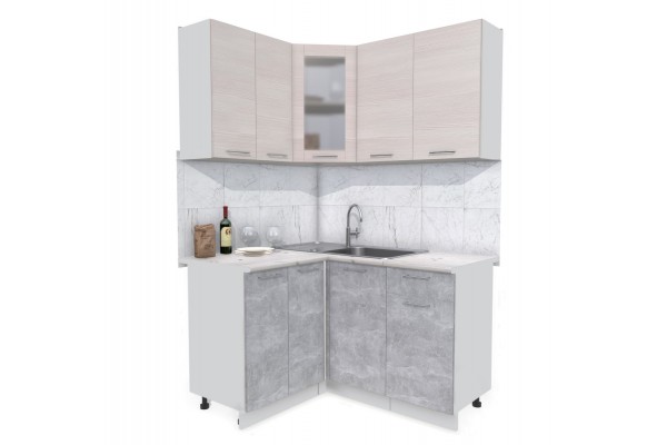 Кухонный гарнитур Мила 1,2х1,4 м (Вудлайн кремовый/Бетон) фабрика Интерлиния