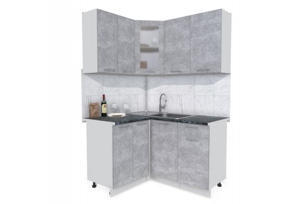 Кухонный гарнитур Мила 1,2х1,4 м (Бетон/Бетон) фабрика Интерлиния