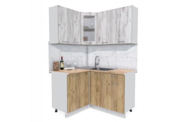 Кухонный гарнитур Мила 1,2х1,4 м (Дуб белый/Дуб золотой) фабрика Интерлиния