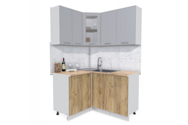 Кухонный гарнитур Мила 1,2х1,4 м (Серебро/Дуб золотой) фабрика Интерлиния