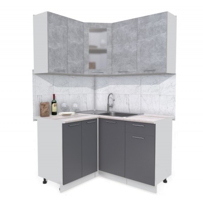 Кухонный гарнитур Мила 1,2х1,4 м (Бетон/Антрацит) фабрика Интерлиния Кухонный гарнитур Мила 1,2х1,4 м (Бетон/Антрацит) фабрика Интерлиния