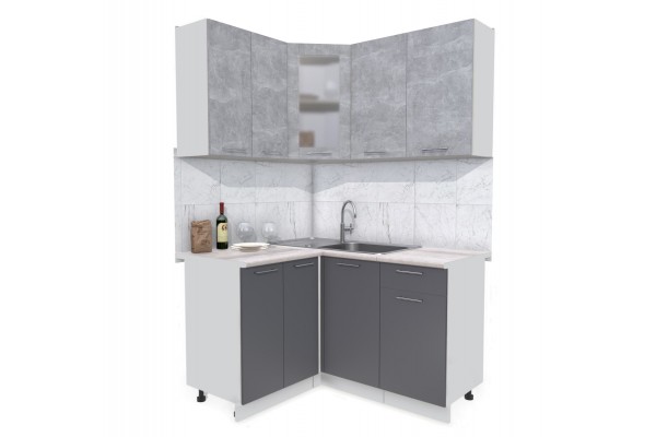 Кухонный гарнитур Мила 1,2х1,4 м (Бетон/Антрацит) фабрика Интерлиния