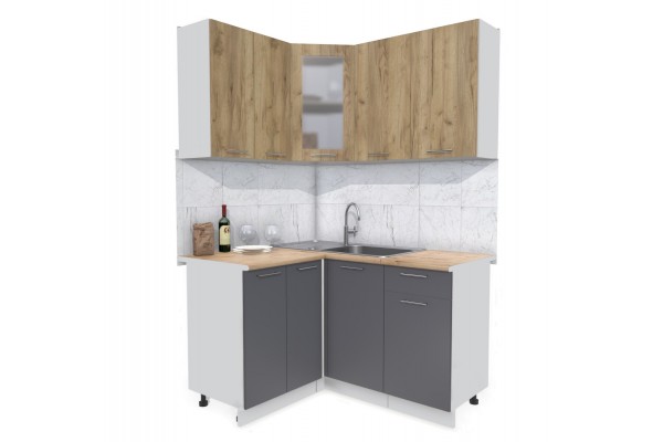 Кухонный гарнитур Мила 1,2х1,4 м (Дуб золотой/Антрацит) фабрика Интерлиния