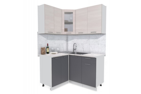 Кухонный гарнитур Мила 1,2х1,4 м (Вудлайн кремовый/Антрацит) фабрика Интерлиния