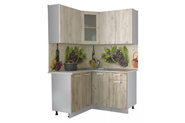 Кухонный гарнитур Мила 1,2х1,4 м (Дуб белый/Дуб серый) фабрика Интерлиния