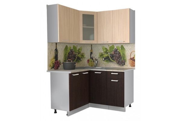 Кухонный гарнитур Мила 1,2х1,4 м (Дуб молочный/Дуб венге) фабрика Интерлиния