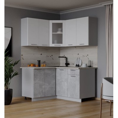 Кухонный гарнитур Мила 1,2х1,4 м (Белый Платинум/Бетон) фабрика Интерлиния Кухонный гарнитур Мила 1,2х1,4 м (Белый Платинум/Бетон) фабрика Интерлиния