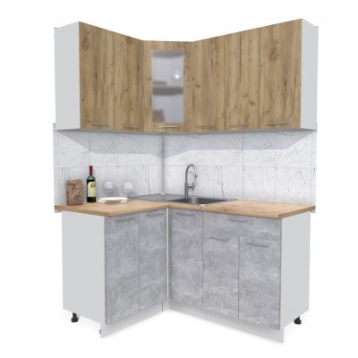 Кухонный гарнитур Мила 1,2х1,5 м (Дуб золотой/Бетон) фабрика Интерлиния Кухонный гарнитур Мила 1,2х1,5 м (Дуб золотой/Бетон) фабрика Интерлиния