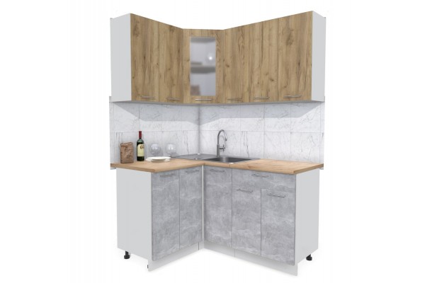 Кухонный гарнитур Мила 1,2х1,5 м (Дуб золотой/Бетон) фабрика Интерлиния