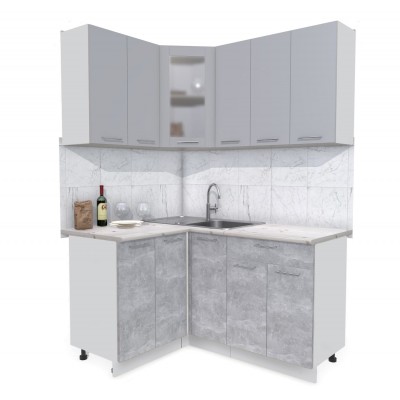 Кухонный гарнитур Мила 1,2х1,5 м (Серебро/Бетон) фабрика Интерлиния Кухонный гарнитур Мила 1,2х1,5 м (Серебро/Бетон) фабрика Интерлиния