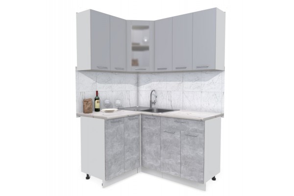 Кухонный гарнитур Мила 1,2х1,5 м (Серебро/Бетон) фабрика Интерлиния