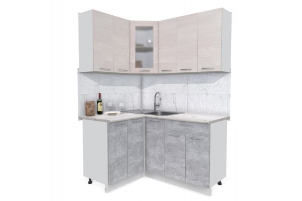 Кухонный гарнитур Мила 1,2х1,5 м (Вудлайн кремовый/Бетон) фабрика Интерлиния