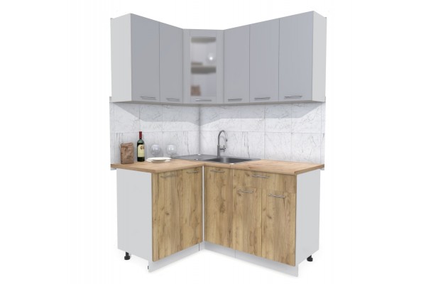 Кухонный гарнитур Мила 1,2х1,5 м (Серебро/Дуб золотой) фабрика Интерлиния