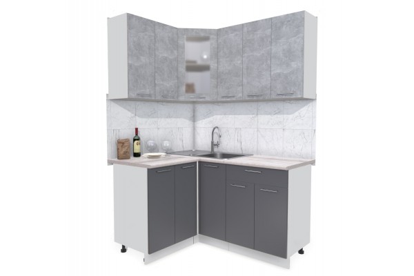 Кухонный гарнитур Мила 1,2х1,5 м (Бетон/Антрацит) фабрика Интерлиния