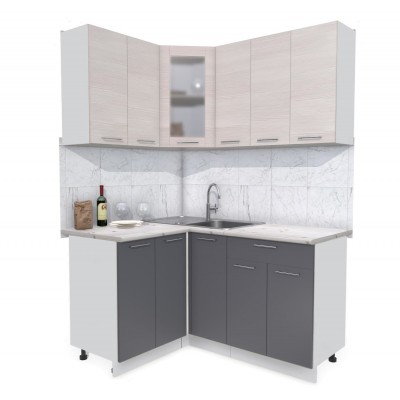 Кухонный гарнитур Мила 1,2х1,5 м (Вудлайн кремовый/Антрацит) фабрика Интерлиния Кухонный гарнитур Мила 1,2х1,5 м (Вудлайн кремовый/Антрацит) фабрика Интерлиния