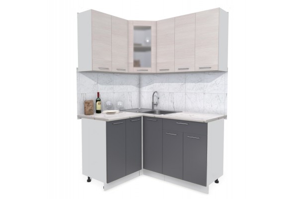 Кухонный гарнитур Мила 1,2х1,5 м (Вудлайн кремовый/Антрацит) фабрика Интерлиния