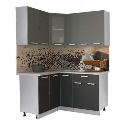 Кухонный гарнитур Мила 1,2х1,5 м (Серебро/Антрацит) фабрика Интерлиния Кухонный гарнитур Мила 1,2х1,5 м (Серебро/Антрацит) фабрика Интерлиния