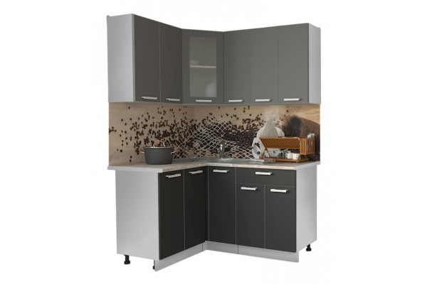 Кухонный гарнитур Мила 1,2х1,5 м (Серебро/Антрацит) фабрика Интерлиния