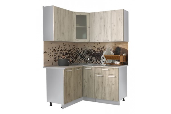 Кухонный гарнитур Мила 1,2х1,5 м (Дуб белый/Дуб серый) фабрика Интерлиния