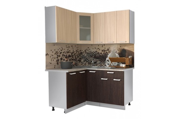 Кухонный гарнитур Мила 1,2х1,5 м (Дуб молочный/Дуб венге) фабрика Интерлиния