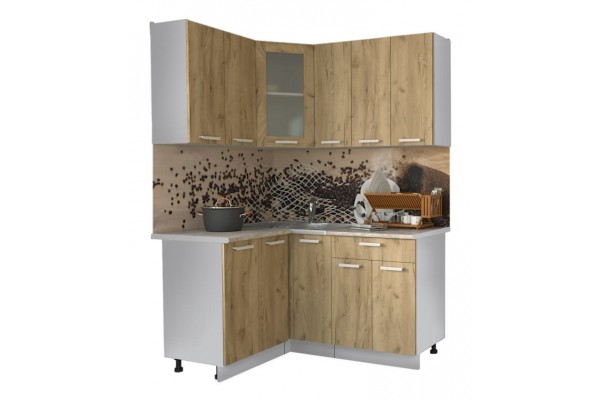 Кухонный гарнитур Мила 1,2х1,5 м (Дуб золотой/Дуб золотой) фабрика Интерлиния