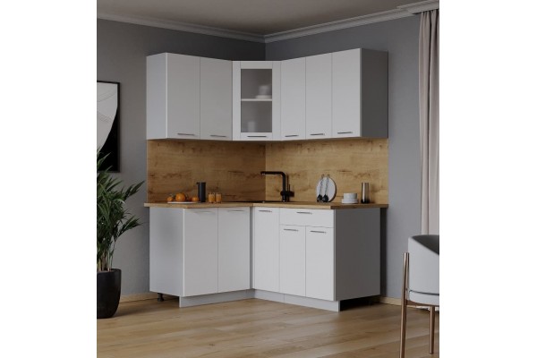 Кухонный гарнитур Мила 1,2х1,5 м (Белый Платинум/Белый Платинум) фабрика Интерлиния