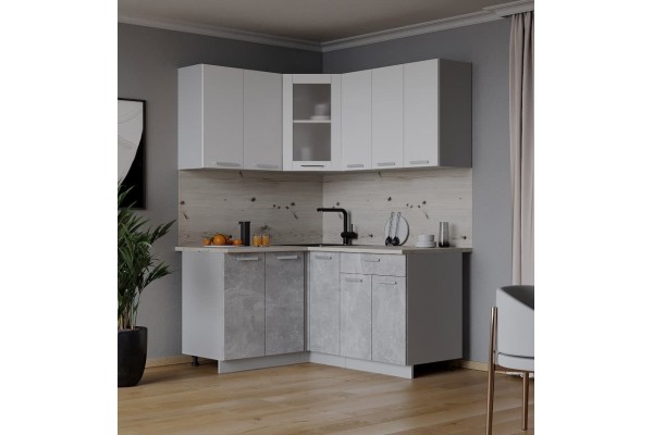 Кухонный гарнитур Мила 1,2х1,5 м (Белый Платинум/Бетон) фабрика Интерлиния