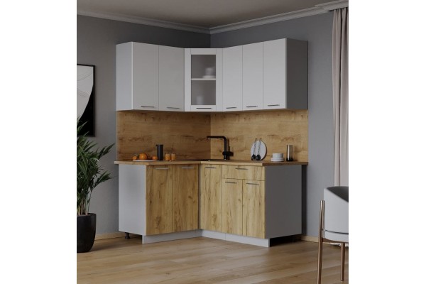 Кухонный гарнитур Мила 1,2х1,5 м (Белый Платинум/Дуб золотой) фабрика Интерлиния